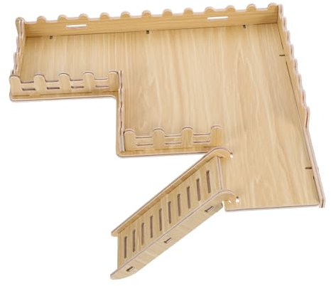 ifundom Hamster Holzplattform Mit Leiter Und Zaun Robuste Aktivitätsspielplatz-Ausstattung Für Zwerghamster Rennmäuse Und Mäuse Sicherer Kletterspaß Und Erkundungsmöglichkeiten Im