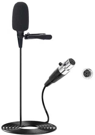 JTLAU Micrófono Lavalier, micrófono de condensador cardioide con clip, micrófono de solapa compatible con sistema inalámbrico de micrófono Shure, enchufe XLR mini de 4 pines, ideal para conferencias