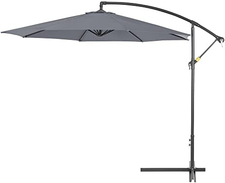 Garden parasols 3 Garden Parasol Sun Shade Patio Banana Hanging Umbrella Cantilever Grey Outdoor parasols