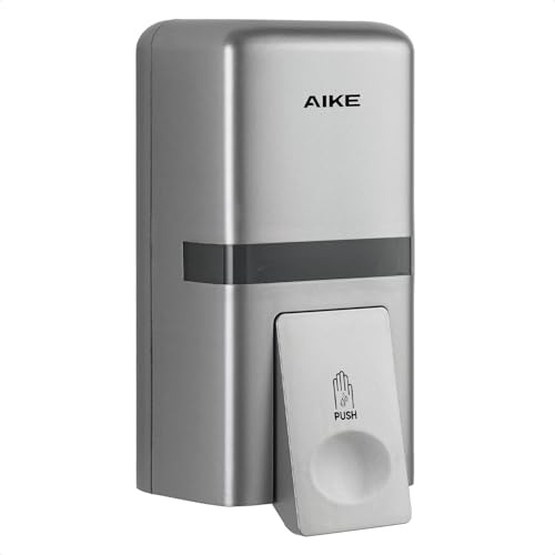 AIKE Dispenser Sapone Bagno Muro senza Forature, 800 ml Manuale in Plastica, Liquido per Mani Commerciale AK1008 (Argento)
