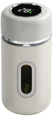 Sghtil Petite bouteille d'eau en verre de 280 ml | Gobelet isotherme portable anti-chute avec affichage de la température pour restaurant, camping, pique-nique, gym à la maison et en déplacement
