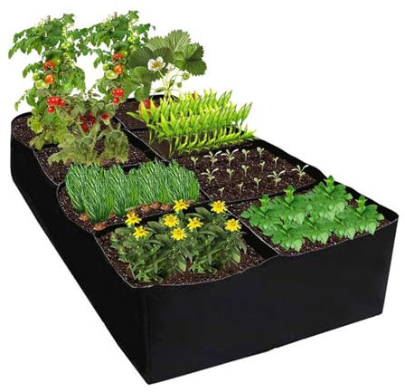 BigKing Sacchi per Piante, Orto da Terrazzo 8 Plaids, Fioriera da Giardino Traspirante, Borsa per Piante di Piantagione Giardino, Grow Bag per Pian per Balconi, Cortile, per Piantare Verdure, Frutta