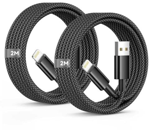 iPhone-laddningskabel 2 m, 2-pack, [Apple MFi-certifierad] iPhone-kabel för snabb laddning, nylonflätad USB- till Lightning-Kabel, phone för Apple 14 13 12 11 Pro Max X 8 7 6 Plus, iPad