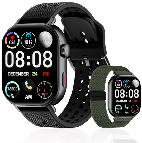 moutarlier GPS Runners Smart Watch with Heart Rate Sensor, Track, Calorie & Step Counting, Sleep & Oxygen Tracking, AMOLED Large Display, 50m Waterproof, Long Battery（Black