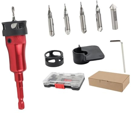 MagiDeal Broca avellanadora para carpintería, para taladro eléctrico, con estuche de almacenamiento, tope de profundidad ajustable, con 1 Llave