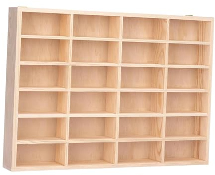 Mqiklt Vitrine für Spielzeugautos Im Maßstab 1:64, Wandmontage, Holz,, Bastelbedarf, Moderner Aufbewahrungsorganizer, 24 Fächer für Figuren