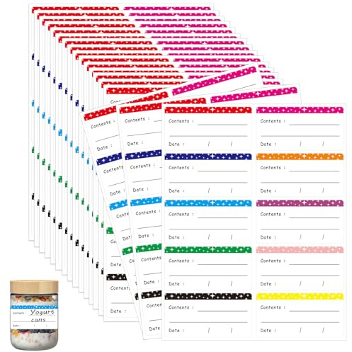 600 Stück Gefrieretiketten Selbstklebend, Bunte Klebeetiketten Tiefkühletiketten, Gefrieretiketten zum Beschriften Ablösbare Etiketten für Gefrierdosen Gläser Küche (60x30mm)