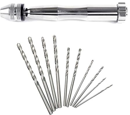 Práctico taladro de mano en miniatura con 10 puntas en espiral, perfecto para carpintería, resina epoxi y manualidades de aleación de zinc