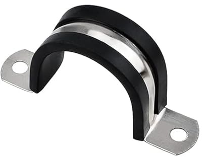 12 Stück U-förmige Rohrschellen mit Gummi-Polster, 25 mm Rohrschellen aus 304 Edelstahl, für Rohr, Leitung, Kabel, Schlauch und Drahtseil