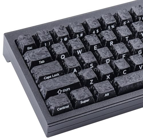 Sunzit Keycaps,119 Keys Custom Black Carbon Fiber Textured Keycap Set Cherry Profile Dye-Sub Side Print Keycaps for MX Switches Mechanical Gaming Keyboard