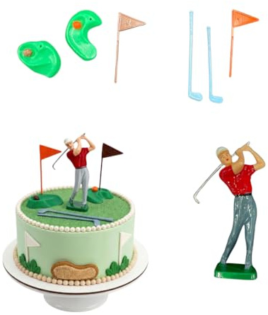 dekora, Golf Cake Topper, Birthday Cake Topper, Golf Cake Figurines, Complete Themed Kit, 7 Pieces, Golf Ornaments for Men and Fans Parties