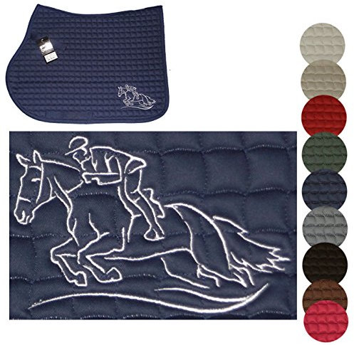 Eskadron Schabracke mit Springpferd Bestickt, Garnfarbe:lila, Schabrackenfarbe:Schoko