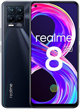 realme 8 Pro Telephone Portable, Smartphone Debloqué et Quadruple Caméra 108 Mp, Écran intégral super AMOLED de 6,4, Charge SuperDart 50W, Batterie 4500mAh, Dual Sim, NFC, 8+128GB, Punk Black