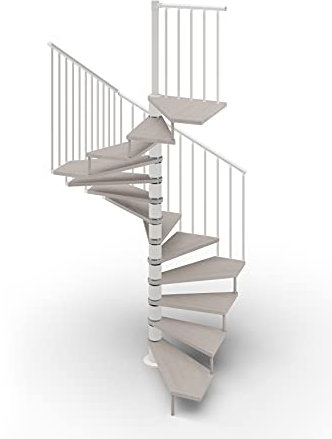Scala a Chiocciola a Pianta Quadrata 120x120 cm. TEKLA 13 Gradini - Altezza tra i Piani 267-312 cm. (Tortora, ACCIAIO BIANCO)