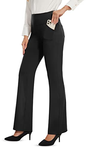 Desol Hosen Damen Bootcut Flare Yogahose, Lange Schlaghose mit 4 Taschen, Sporthose, Hohe Taille Stretch Freizeit Jogginghose Arbeitshose Ausgestellte