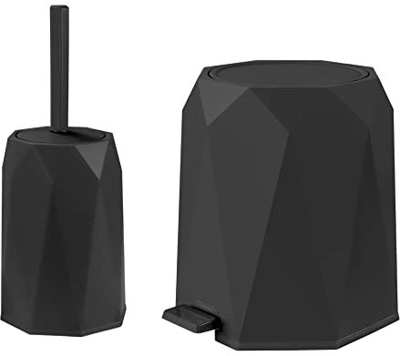 PB410- Ensemble Diamant Poubelle 5L et Brosse WC Sotufab - Couleurs - Noir