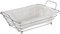 Cestino per pane con inserto in tessuto rimovibile, rettangolare, in metallo, per la colazione, in acciaio inox, per pane, frutta, pane, colore: argento/crema