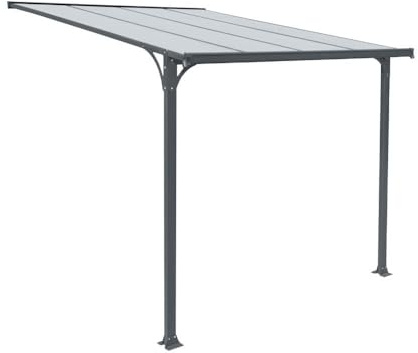 Home Deluxe - Vordach Haustür CUBIS - Größe: Large - 291 x 150 x 258 cm - Anthrazit, Gestell: Aluminium, inkl. Polycarbonat Platten I Hautürvordach Pultdach Glasvordach