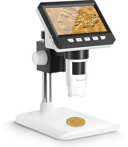 CIMELR 4,3 Digitales Mikroskop, 50X-1000X Auflösung, USB Mikroskop mit 8 einstellbaren LEDs, Mikroskop für Erwachsene/Kinder (307-B)