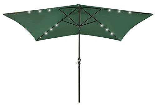 Gecheer Ombrellone da Esterni con LED e Palo in Acciaio Verde 2x3 m,Ombrelloni da Giardino,Ombrellone da Giardino Decentrato,Ombrelloni da Esterno,Ombrelloni da Spiaggia Mare Balcone,#1