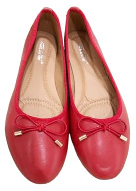 Ladies Flat Ballet Ballerina Pumps Plain Womans Work School Dolly Shoes SZ 3-8 (Red, UK Footwear Size System, Adult, Women, Numeric, Medium, 3)