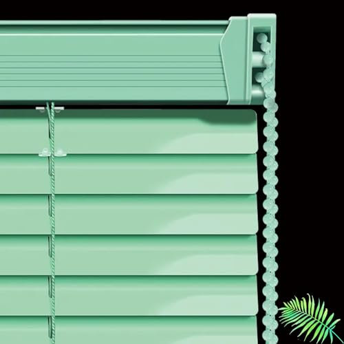 Grüne Jalousie 60/70/80/90/100cm Breit,Metall Aluminium Jalousien Für Fenster,Sichtschutzvorhänge,Verdunkelungs/Wärmeschutz Horizontal Jalousette,25mm Lamellen Jalousetten,W×H-140×110cm(55*43in)