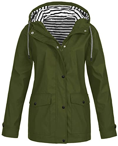 Manteaux Imperméables Vestes Femme Coupe Grande Taille Pardessus Épais Couleur Unie Rayé avec Cordon À Capuche Manteau de Neige Veste Vêtements D'Extérieur Garder Au Chaud Automne Hiver