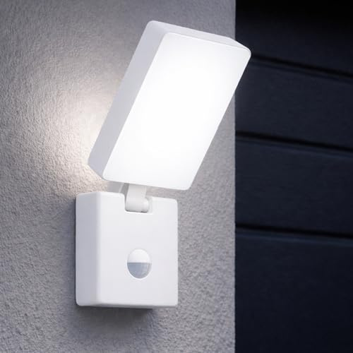 MIRATIC Vägglampa Utomhu med Rörelsedetektor Räckvidd 9m Neutralvit 4000K LED-utomhu 800lm 10W Utomhusbelysning Terrass Trädgård Parkering IP65 (vit)