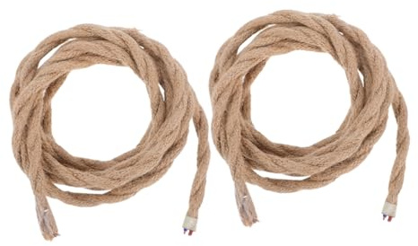 COHEALI 2 pezzi Cavo Elettrico Vintage in Corda Naturale Intrecciata Doppio Filo per Lampadari e Lampade a Sospensione con Design Industriale Retrò