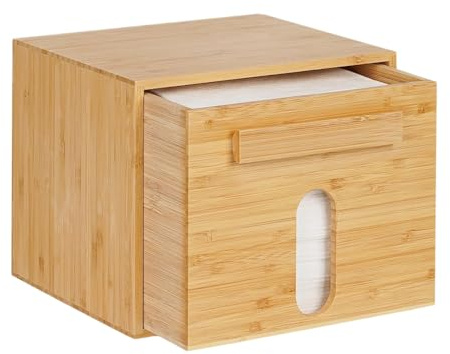 Uxsjakjsd Porta Asciugamani Monouso, Scatola Contenitore per Asciugamani in bambù con Cassetto, Organizzatore di Stoccaggio per Asciugamani XL Puliti