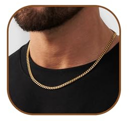 Esrael Halskette Herren Goldkette Herren Kette 3.5mm Edelstahlkette Panzerkette Halskette Männer Gold Kette Schmuck Geschenke für Männer 18 Zoll