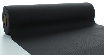 Sovie Horeca Linclass Airlaid Tischläufer Schwarz - 40cm x 24m - Einfarbiger Einmal-Tischläufer - Perforierung alle 120cm - Ideal für Dekorationen