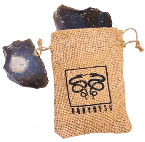 KonvoySG English Flint Fire Starter Kit – 2 Large Genuine UK Flint Stones & Emergency Jute Tinder Bag – Bushcraft Camping Flint and Steel Fire Starter Survival Kit