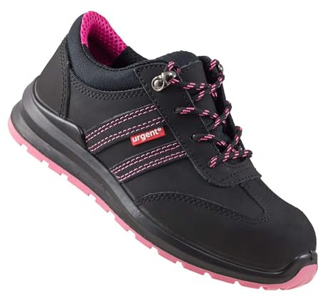 Urg scarpe da lavoro, scarpe antinfortunistiche da donna, puntale in acciaio S1 numero 36-41 (214S1), Nero, rosa, 41 EU