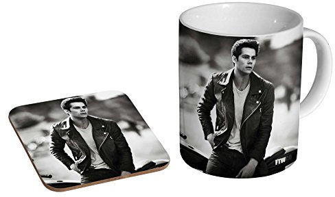 Dylan O'Brien BW Tasse à café en céramique + dessous-de-verre
