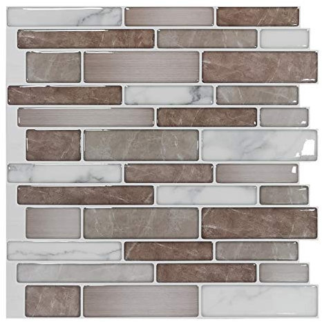 Art3d 10-Blatt Premium Aufkleben Backsplash Fliesen 30 x 30 cm Peel and Stick Selbstklebende Badezimmer 3D Wandfliesen Marmor Design