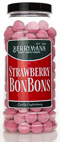 Original Strawberry BonBons Retro Sweets Gift Jar By Berrymans Sweet Shop - Classic Sweets, Traditional Taste.