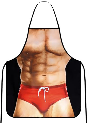 TOPWAYS® Funny Cooking Novelty Apron, Sexy Funny Novelty Kitchen Apron Cooking BBQ Party MuscleNerd Adult Apron For Men Gift
