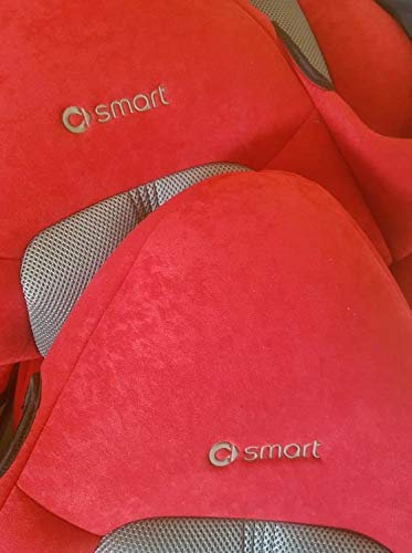 TOPCAR ATHENS || Zwei Autositzbezüge aus synthetischem und samt | 100% Passgenau, Kompatibel mit SMART FORTWO | Sitzbezüge Sets | Farben Rot und Grau (Kompatibel mit SMART FORTWO (450) 1998-2007)