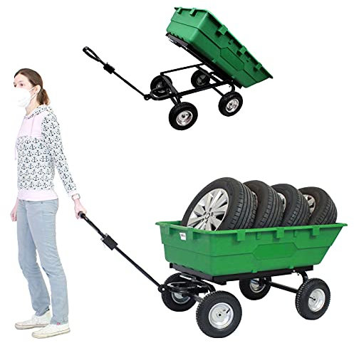 XXL Profi Gartenwagen 350 Liter 500kg Belastbar Kippmulde Garten Wagen Transportwagen Bollerwagen kippbar Anhänger Handwagen