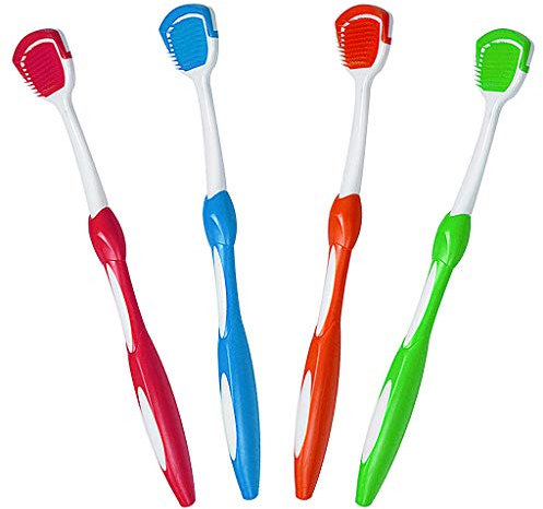 Tongue Brush, 4 Pcs Oral Tongue Cleaner Tool for Reduce Bad Breath and Maintain Mouth Health 4 Colors (Blue, Green, Red, Orange)