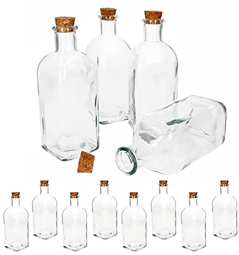 MamboCat Vivalto Florian 12er Set Glas-Flasche mit Korkdeckel 0,5 Liter I Leere Glas-Flaschen zum Befüllen I ideal für Essig & Öl oder Schnaps & Wein I 12 Stück Klarglas-Flasche mit Korken 500 ml