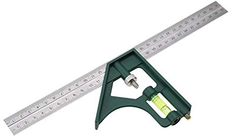 Règle d'angle réglable, carré combiné, règle d'angle carré réglable en acier inoxydable de 300 mm 45/90 degrés avec niveau à bulle