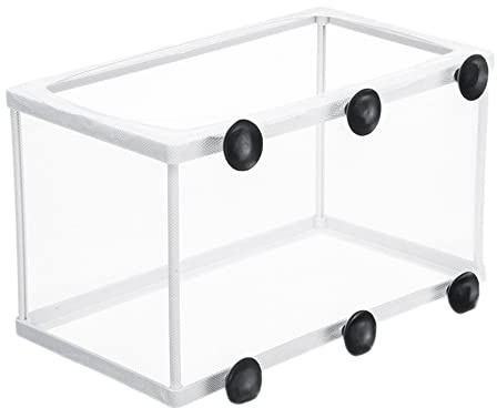 Red de criadería para freír acuario, caja de aislamiento de peces con ventosas para pecera de acuario (tamaño grande)