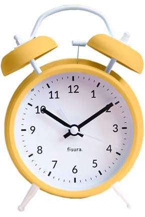 FISURA - Analogwecker ohne Ticken. Wecker mit Led-Nachtlicht. Zifferblatt 9 Zentimeter.11,7x5,5x16. Metall und ABS (Gelb)
