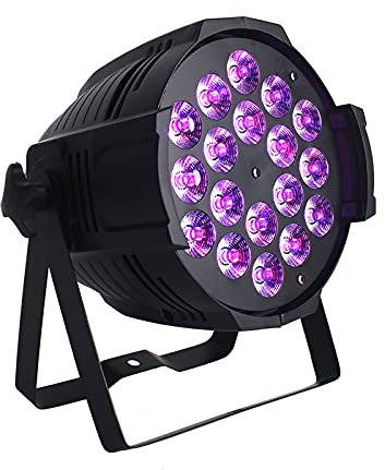 U`King LED Par Scheinwerfer, 18x15W Bühnenlicht RGBW 4 in 1 LED Par Strahler Bühnenbeleuchtung mit DMX512 und 8 Kanälen für Party, Disco, Bar, Hochzeit, Halloween, Weihnachten