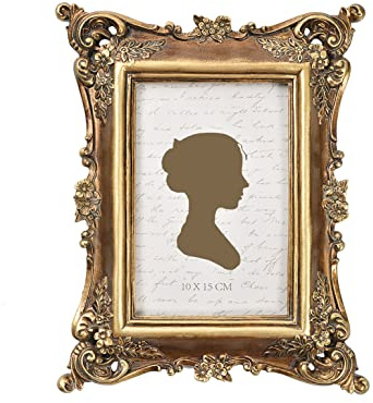 Sunlit Vintage Picture Frame 4x6 Inch, Luxury Antique Photo Frames with Glass Front, Photo Display, Tabletop Wall Hanging, Gift Ideas, Bronze Gold