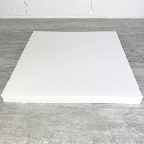 Lealoo Socle Carré en polystyrène, 50x50 cm, Haut. 4 cm, Dummy Support Pavé en Styropor Blanc densité Pro