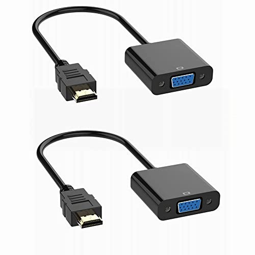 BLKing Lot de 2 adaptateurs HDMI vers VGA femelle 1080p pour ordinateur, ordinateur de bureau, ordinateur portable, PC, moniteur, projecteur, HDTV, Chromebook, Raspberry Pi, Roku, Xbox et plus encore