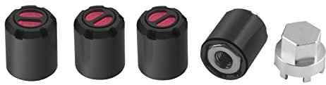 DJX 4PCS Aluminum M2.5 Wheel Nut Center Cap Locking Hubs for TRX-4M TRX4M Etc 1/18 RC Crawler Car (Black and Red)